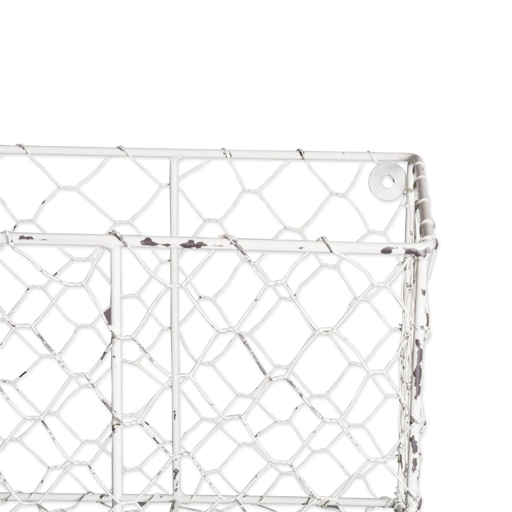 DII® Medium Antique White Wall Mount Chicken Wire Baskets, 2ct.
